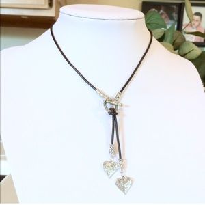 Leather ,heart choker necklace